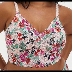 Torrid Light Pink Floral Lace Bralette 5X NWT